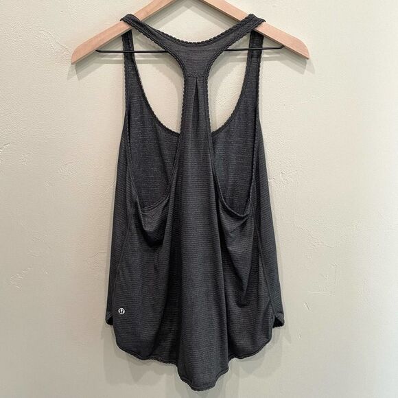 Lululemon Dark Heather Gray Stripe Racerback Tank Top - Picture 2 of 9